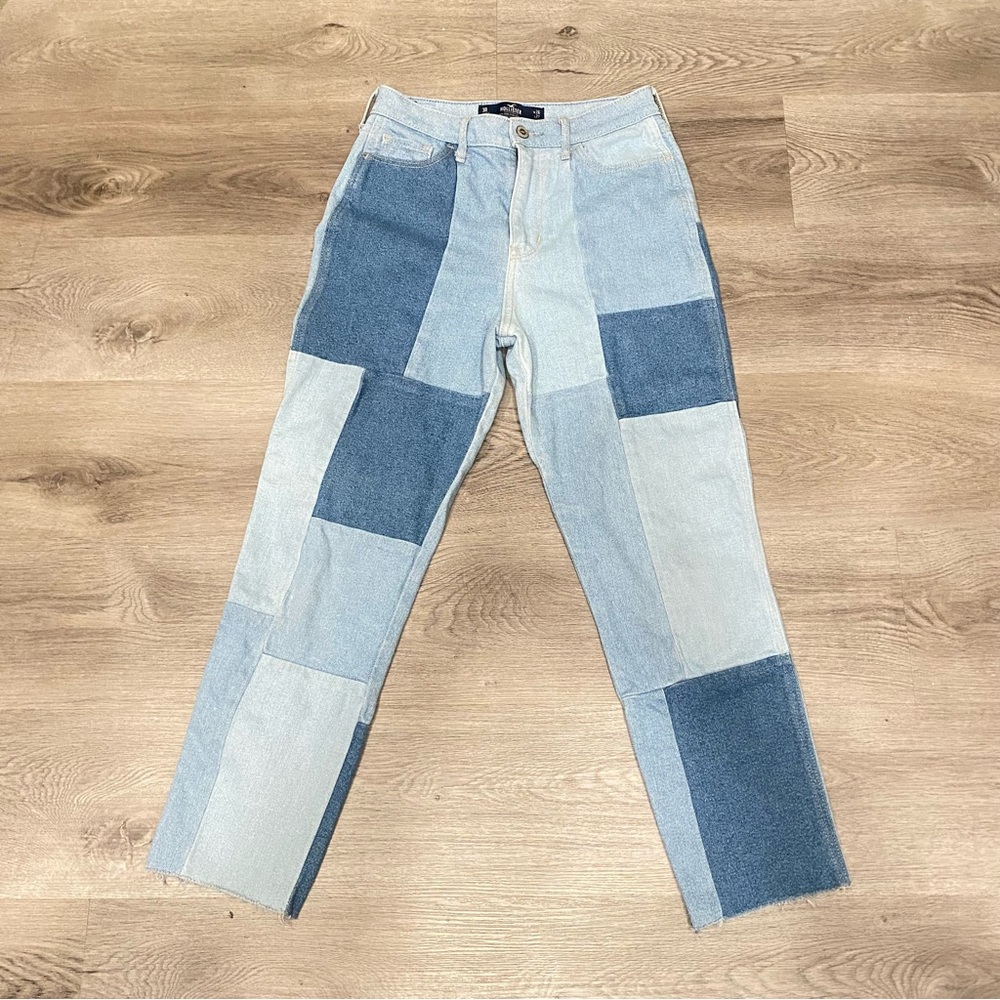 Hollister Ultra High Rise Mom Jean Patchwork Denim Vintage color block 3R